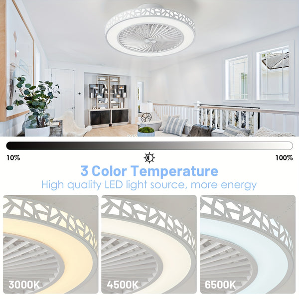 Ceiling Fans with Lights, 19-Inch Low Profile Flush Mount Ceiling Fan Light Fixture 6 Wind Speeds 40W LED Reversible Ceiling Fan with Lights And Remote for Bedroom, Kids Room And Living Room
