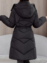 Women's Winter Coat - Thickened Warm Mid-Length Jacket with Front Zipper Closure, Waist-Hugging Fit, Side Pockets - Elegant Cold Weather Outerwear for Everyday & Formal Events - Ladies Winter Coats, Durable Warmth