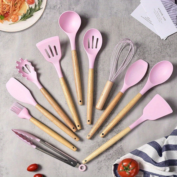12pcs Silicone Kitchen Utensil Set- Non-Stick, Heat Resistant Cooking Tools& Baking Supplies