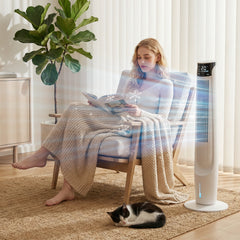 Ice Cooling Tower Fan, Water Conditioner Evaporative Air Cooler Unit with 4 Modes, 3 Speed, Remote Control, Timer, Oscillating for Home Bedroom, Black