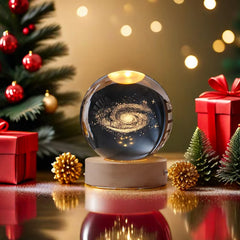 3D Galaxy Crystal Ball Night Light Warm White LED Light Base Living Room Bedroom Home Decoration Lamp Halloween Christmas Lights