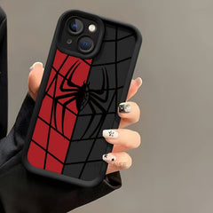 Black and white color spider print full coverage protective case, suitable for iPhone 16, 15, 14, 13, 12, 11, XR, Pro, Plus and Pro Max series