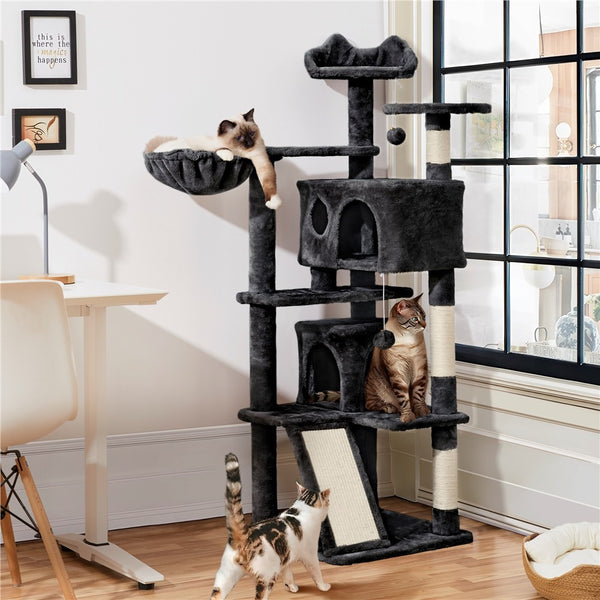 Costoffs Cat Tree, Cat Tree Tower, 145cm Multi-Level Cat Tree Tower with 2 Condos, Dangling Balls, Ladder, Sisal Scratching Posts, Round Platform, Cosy & Stable Indoor Cat Kitten Furniture, Activity Centre, Scratching Tree