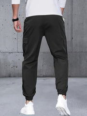 Men's Three-pc Cargo Pants, Solid Color Multi-Pocket Casual Outdoor Sports Trousers, Suitable for Spring, Summer, and Autumn