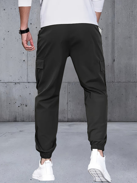 Men's Three-pc Cargo Pants, Solid Color Multi-Pocket Casual Outdoor Sports Trousers, Suitable for Spring, Summer, and Autumn