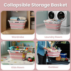 KNIGHT Collapsible Laundry Basket 42L–Foldable Washing Basket with Handles, Large Space-Saving Basket for Clothes – Multipurpose Laundry Hamper & Collapsible Washing Baskets for Laundry (Green)