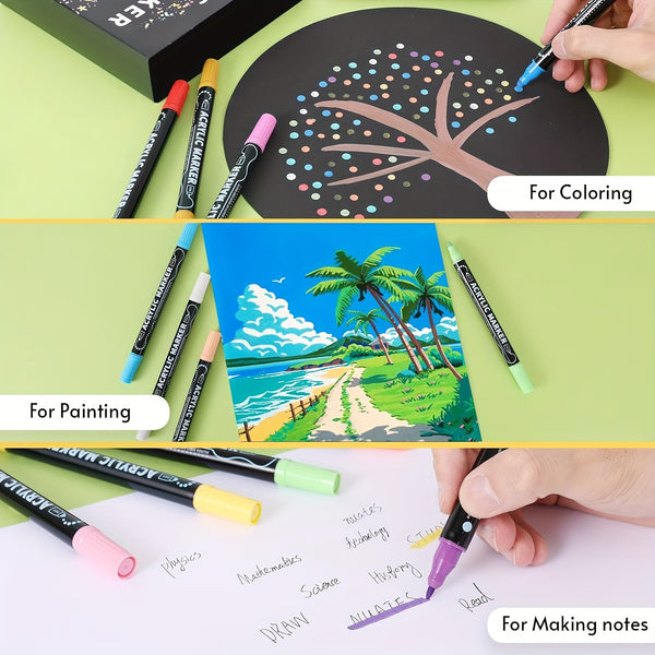 36 Colors Dual Tip Acrylic Pens Markers