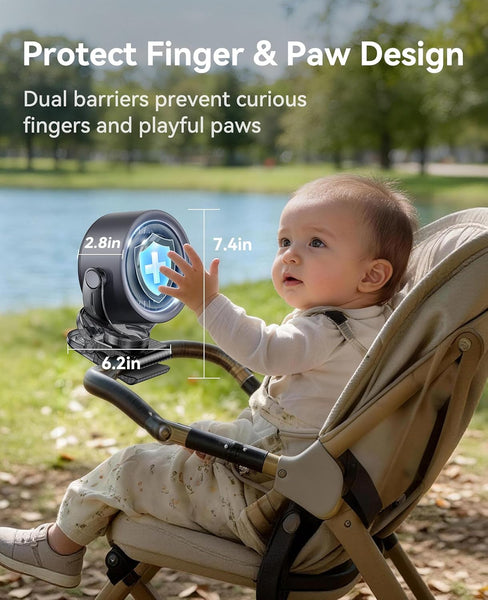 KIMMOO 4000Mah Rechargeable Portable Clip-On Fan with LED Display, 100-Speed Touch Control & 360° Rotation, Quiet Turbo Desk Fan, Small Battery Operated USB Fan (Black)