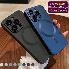 Luxury For Wireless Charging Case For IPhone 16 15 11 13 12 14 Pro Max Plus Magnetic Phone Cases Lens Protector Matte Cover