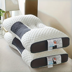 1/2PCS Soft Knitted Cotton Massage Neck Pillow, Suitable For Sleep, Soft, Adjustable Ergonomic Contour Support Pillow, High-quality Pillow Core, Detachable Pillowcas