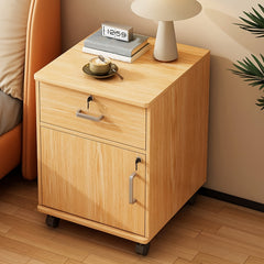 Three-Drawer File Cabinet, Movable Printer Stand with Adjustable Shelf, Rolling Lateral Filing Cabinet on Wheels, Bedside Storage Unit with Lock And Removable Wheels, Anti-Theft End Table for Document Storage in The Bedroom
