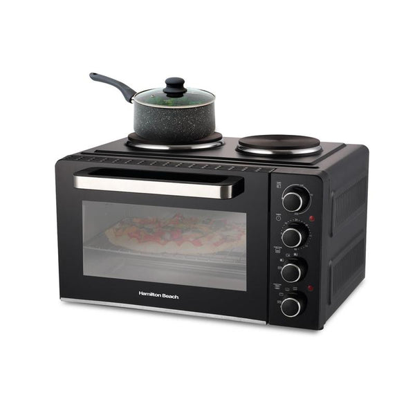 Mini Oven with Double Hotplate, 28L, by Hamilton Beach
