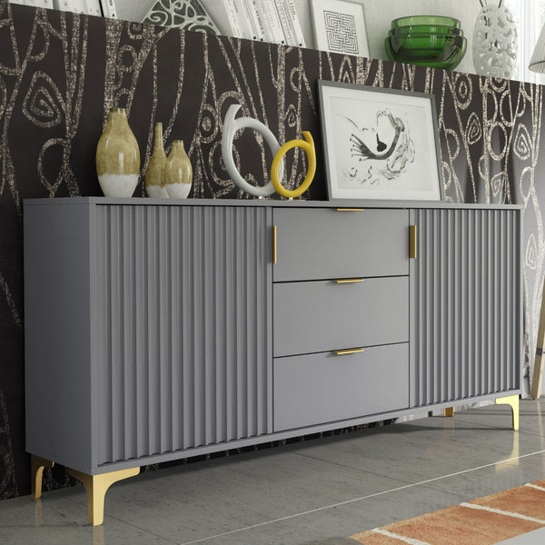 Tide Crest 140cm Modern Sideboard with Gold Accents and Storage