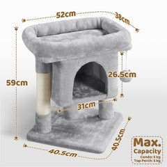 Costoffs 59cm Height Cat Tree, 2-Level Cat Tower Furniture, Climbing Frame with Condo/Plush Perch/Scratch Posts, Cat Climbing Tower for Cats Kittens Pets, Small to Medium-sized Cats, Dark Gray/Light Gray/Black/Pink