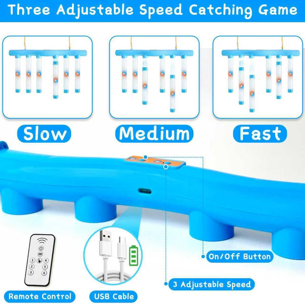 Reflex Challenge Catching Sticks Game Hand Speed Challenge Reaction Training Toy for Kids and Adults Glow in the Dark Stick Drop with 3 Adjustable Speeds Hand Eye Coordination Educational Gift