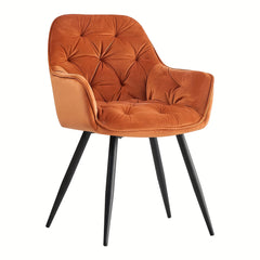 Dining Chairs with Velvet Thick Padded Upholstered Kitchen Tub Chair Armchair with Backrest Metal Legs Living Room Reception Leisure Chairs for Bedroom Lounge Office