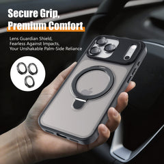 Phone Case - Matte Magnetic Stand Luxury Phone Case for Iphone 17, 16, 15 Pro Max Plus, Featuring a Large Ring Holder And Protective Cover