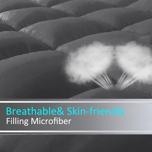 1pc Hotel Quality Mattress Topper 10cm Thick - Ultra-Soft Microfiber, Anti-Shift & Even Weight Distribution, UK Bed Sizes Single/Double/King/Super King, Grey