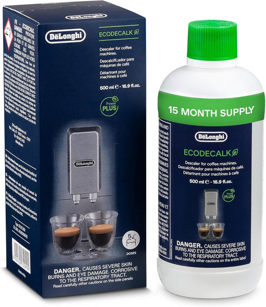 De'Longhi Ecodecalk Descaler DLSC500, 5 Decalcification Doses, Coffee Machine Descaler, Coffee Machine Maintenance Accessory, Plant-Based Ingredients, Bottle with 5 Doses, 500Ml