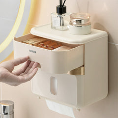 Luxury-inspired no-drill wall-mounted tissue dispenser, waterproof bathroom storage rack, kitchen paper holder, toilet roll holder, dual-purpose tissue/roll dispenser, multi-functional tissue storage rack. Compact design suitable for bathrooms, kitchens,