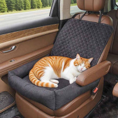 Dog Car Seat Bed – Washable Travel Booster for Small Dogs & Cats with Safety Straps, Anti-Slip Base & Soft Cushion – Portable Front Seat Pet Carrier for Cars, SUVs & Trucks