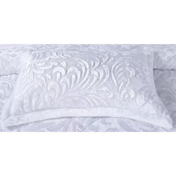 3pcs Embossed Bedspread Set - Coverless Comforter with 2 Pillow Shams, Lightweight All-Season Bedding - Soft Teddy Fleece Bedspread