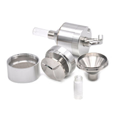 Metal Powder Hand Spice Mill Funnel Food Container Kitchen Tools Herb Grinder Hand Crusher with Glass Snuff Bottle