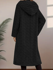 Fashionable Long Hooded Solid Color Cardigan Coat, Autumn/Winter Thickened Plush Outerwear, Warm, Versatile, and Suitable for Commuting