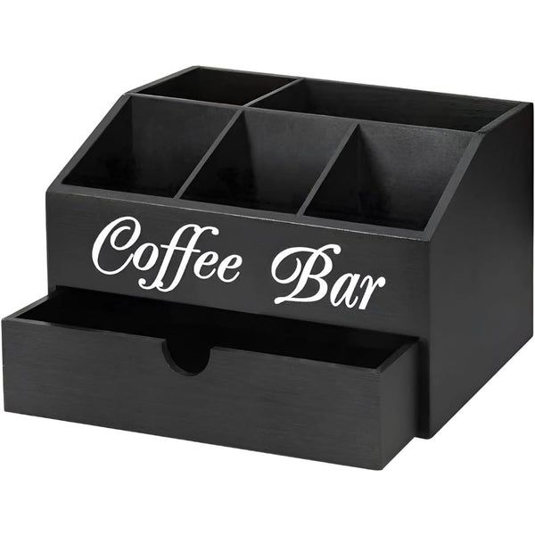 Coffee Station Counter Organizer - Coffee Basket Holder | Coffee and Tea Condiment Storage Organizer for Coffee Bar, Dessert Shop