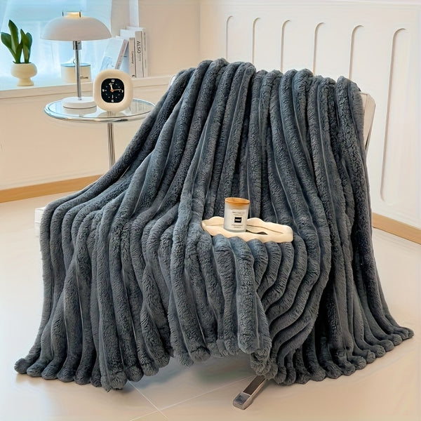 1pc Thickened Blanket Soft And Comfortable Faux Rabbit Hair Reversible Blanket Thermal Fleece Blanket Nap Blanket Air Conditioning Blanket Office Outdoor Camping Gift Blanket Perfect For All Seasons