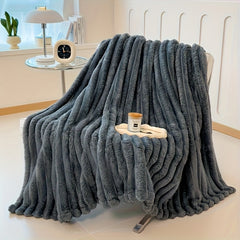 1pc Thickened Blanket Soft And Comfortable Faux Rabbit Hair Reversible Blanket Thermal Fleece Blanket Nap Blanket Air Conditioning Blanket Office Outdoor Camping Gift Blanket Perfect For All Seasons