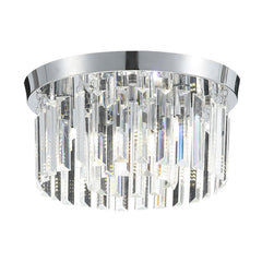 Modern Crystal Ceiling Lamp, Hanging Chandelier with Chrome Plated Iron Chassis, 4×G9 Bulbs, 30×30×14cm for Living Room, Bedroom, Dining Room & Corridor.