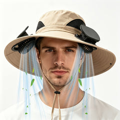 2026 New Summer Outdoor Solar Fan Hat, Dual-Fan Design with a Wide Large Brim, USB Rechargeable And Featuring Long-Lasting Battery Life, Suitable for Camping, Hiking, Fishing And All Kinds of Outdoor Activities