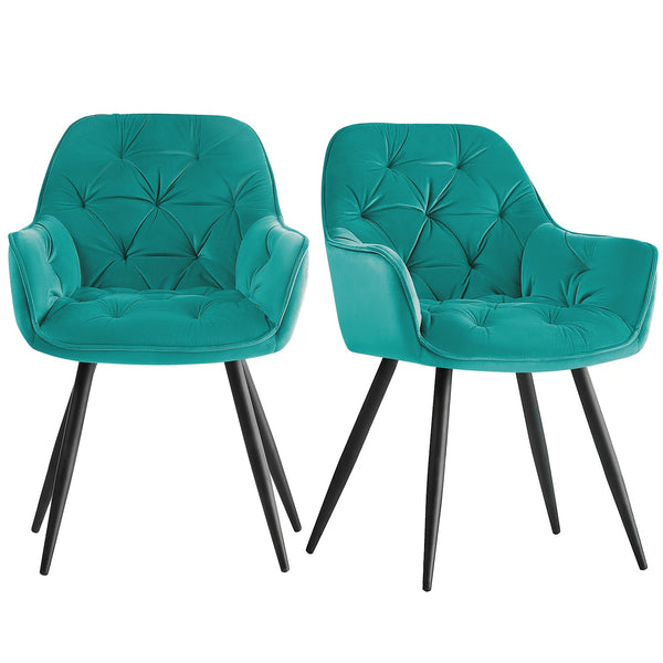 Dining Chairs with Velvet Thick Padded Upholstered Kitchen Tub Chair Armchair with Backrest Metal Legs Living Room Reception Leisure Chairs for Bedroom Lounge Office