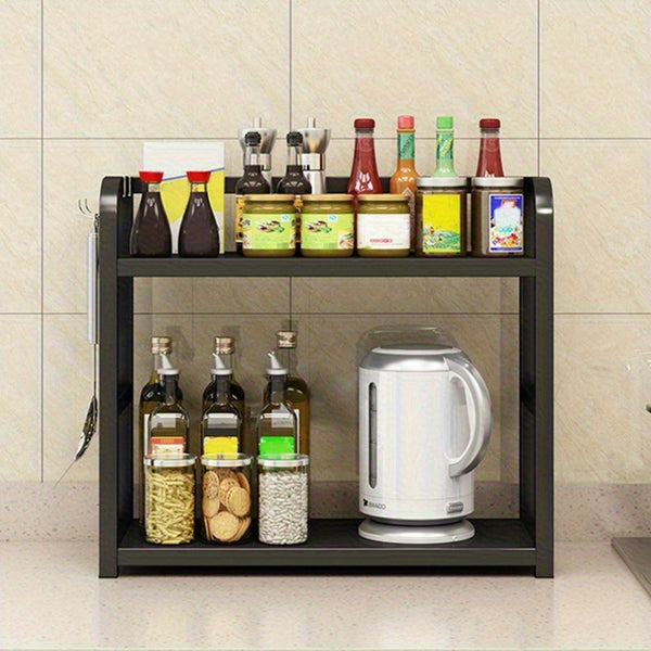 Two-Tier Spice Rack for Organizing Kitchen Countertops, Coffee Bar Shelf, Countertop Spice Organizer, Compact Shelf for Home, Office, And Kitchen