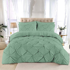 K&A® Pintuck Pinch Pleat Duvet Cover Set with Zipper Closure including Pillowcase – Ultrasoft Brushed Microfiber – Easy Care & Machine Washable
