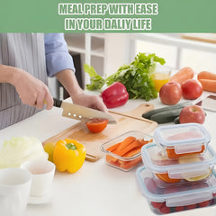 16pcs Glass Refrigerator Storage Box, Food Storage Container, (8 Containers +8 LIDS)Crisper with Leak-proof Lock Lid - for Microwave, Lunch Box, Refrigerator, Party, Camping, Wedding - for Meals, Snacks, Fruits, Vegetables, Fitness Meals, Meat