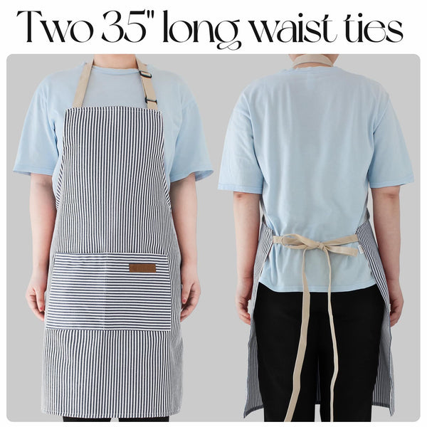 2PC Classic Design Striped Apron, Unisex Simple Criss Cross Apron For Kitchen Home Restaurant Coffee Shop Barbecue, Men's Workwear And Protective Clothing