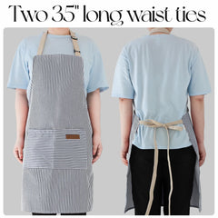 2PC Classic Design Striped Apron, Unisex Simple Criss Cross Apron For Kitchen Home Restaurant Coffee Shop Barbecue, Men's Workwear And Protective Clothing