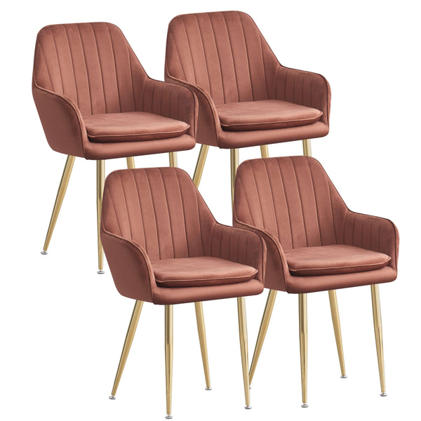 MOF Velvet Dining Chairs Kitchen Chairs Living Room Chairs with Sturdy Metal Legs Reception Chairs with Backrest and Padded Seat