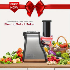 Electric Cheese Grater Salad Maker, Electric Grater for Vegetables, Cheeses And Nuts, Electric Slicer Shredder for Home Kitchen Use, One Touch Easy Control, Red