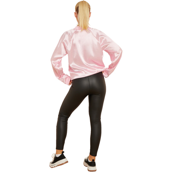 Adult 50s Pink Satin Jacket | Retro Lightweight Women’s Pink Bomber Coat | Classic Vintage Style Jacket for Everyday Wear