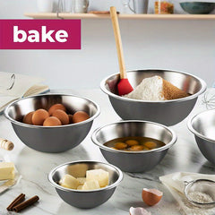 Stainless Steel Mixing Bowls Set for Kitchen, Dishwasher Safe Nesting Bowls for Cooking, Baking, Meal Prepping-6pcs set