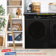Russell Hobbs Freestanding Washing Machine, 8Kg Capacity, 1400 Rpm, 15 Programmes, Eco Technology, Rapid Wash Cycles, Black, RH814W111B
