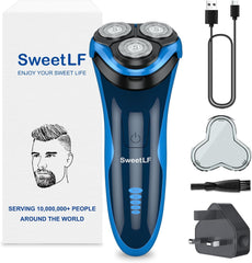 Sweetlf Electric Razor for Men, 120 Min Shaving, Fast UK Adapter (1H Charging),100% Waterproof, Wet & Dry Rotary Shavers for Men with Pop-Up Trimmer, LED Display, Dark Blue