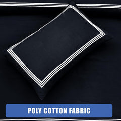 My Home Store Polycotton Bratta Duvet Cover Set - Our 3pc Soft stitch Embroidered button closure Quilt cover with matching Embroidered envelop closure Pillowcases | Breathable & Lightweight Duvet cover set