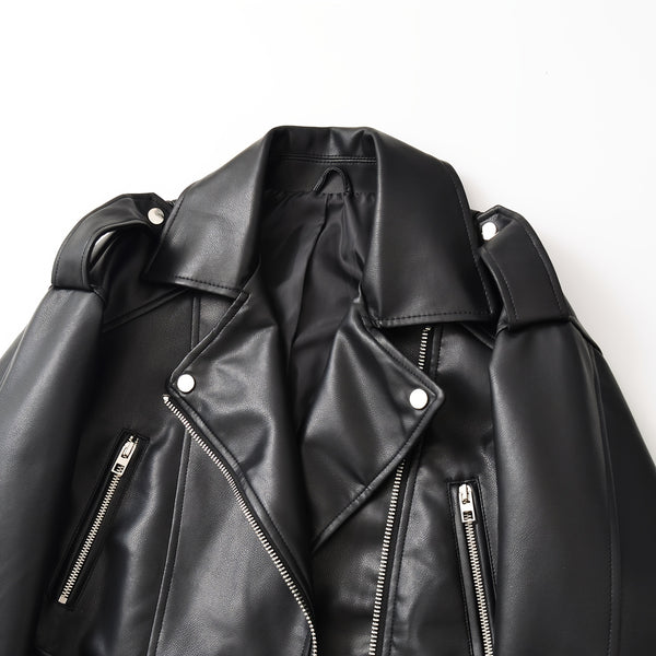 2025 Short Faux Leather Jacket Spring And Autumn American Retro Temperament Motorcycle Jacket Top Coat Women'S Clothing