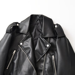 2025 Short Faux Leather Jacket Spring And Autumn American Retro Temperament Motorcycle Jacket Top Coat Women'S Clothing