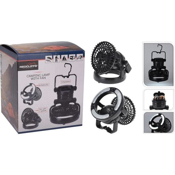 Light Fan for Camping with 18 LED Lights in Black