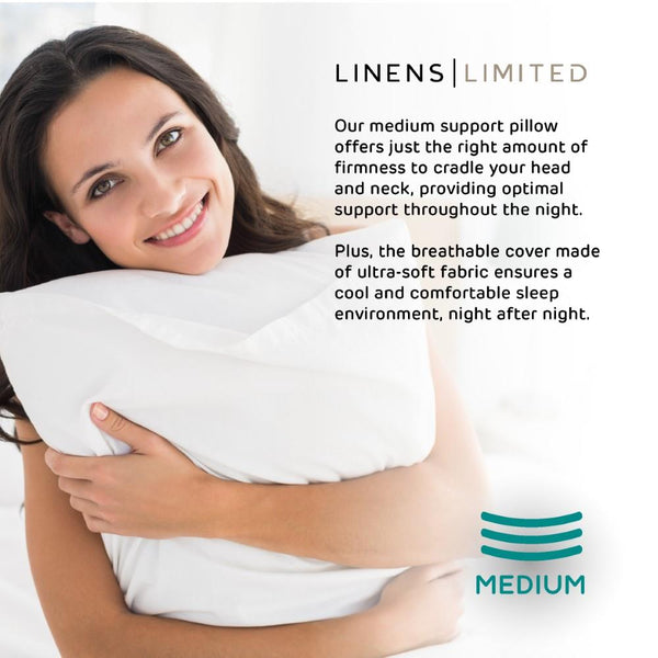Linens Limited Soft Pillows, Made in the UK, Cloud Comfort, Soft and Firm with Orthopedic Support, Non-Allergenic Polycotton Polyester Hollowfibre, Machine Washable